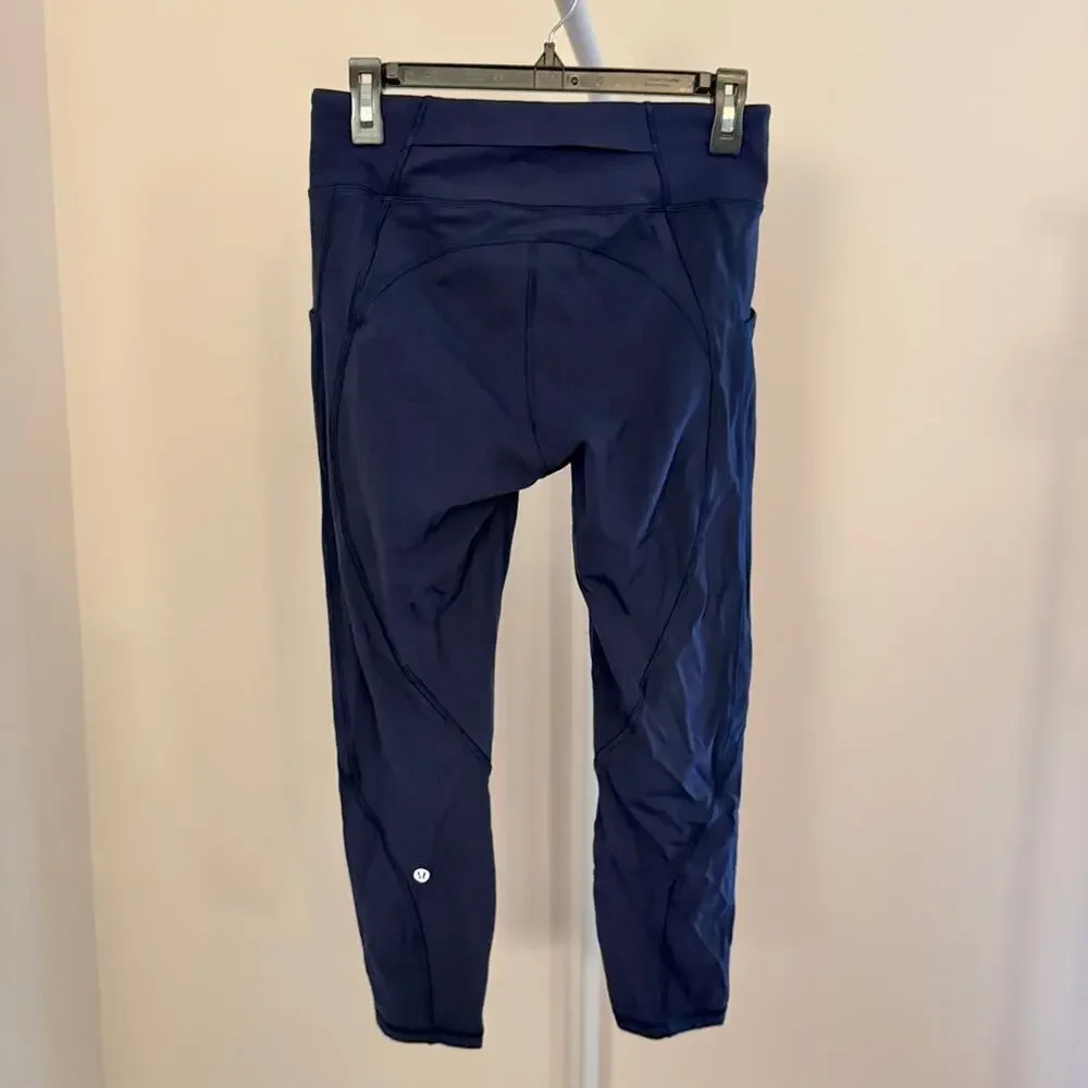 Lululemon Time to Sweat Crop 23” Luxtreme PocketsTrue Navy Blue Leggings